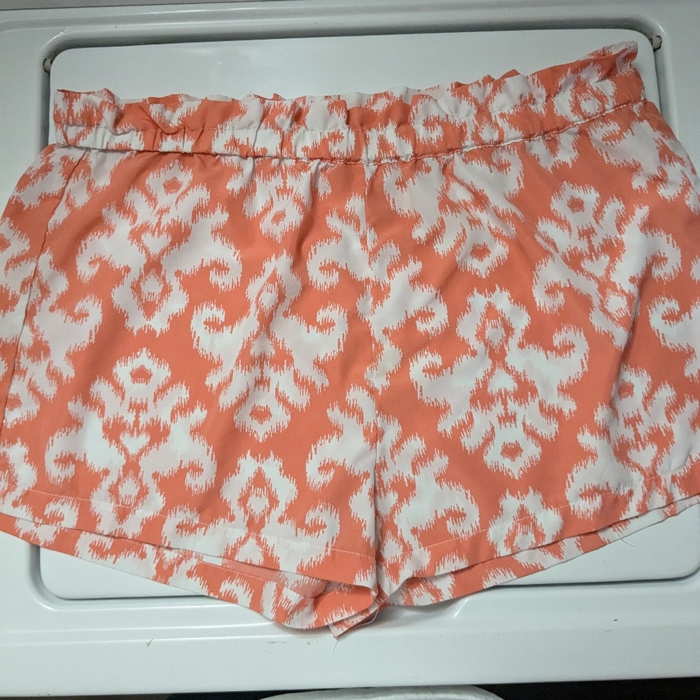 Coral and White Women's Shorts